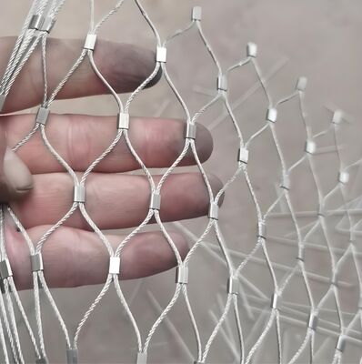 Diamond Shape 304/316 SS Wire 7x9 Mesh Hole Stainless Steel Wire Rope Mesh for Aviary and Zoo Fence
