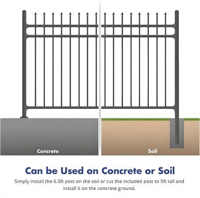 Wrought Garden Steel Tubular Fence 6Ft Tall Durable Anti Rust Security Garden Fence