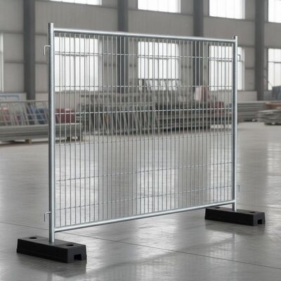 پانل حصار موقت فلزی گالوانیزه هراس سبک 2x3.5M با صفحه پایه لاستیکی لوله قاب 32 میلی متری
